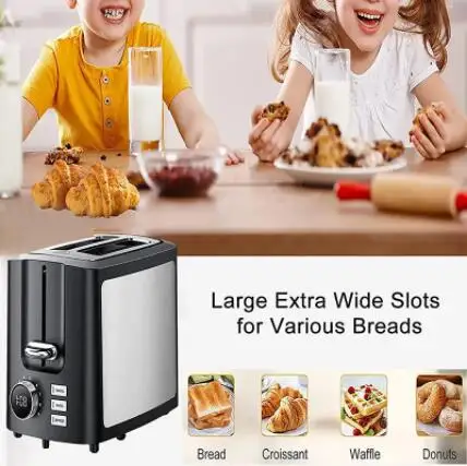 2 pieces of stainless steel digital LED display toaster smart toaster digital toaster toaster
