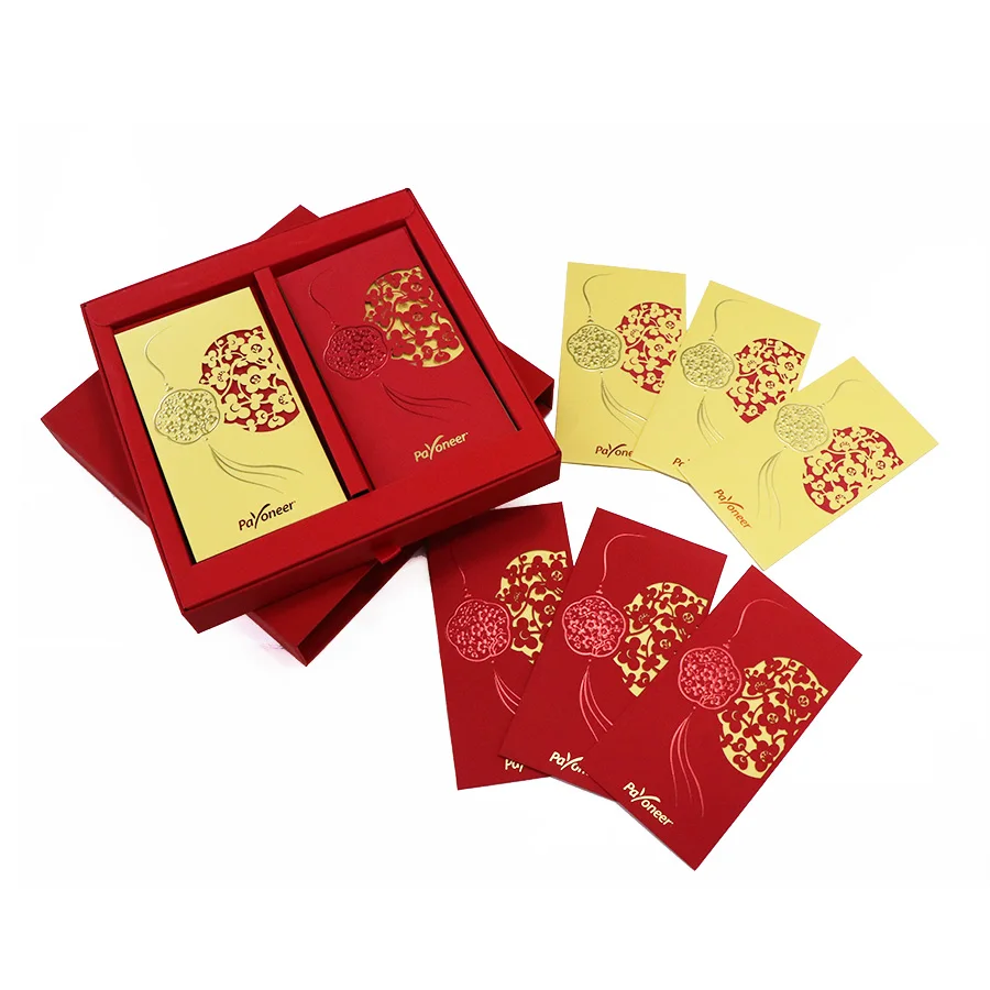 2023 recyclable custom paper envelope embossed special chinese red packet