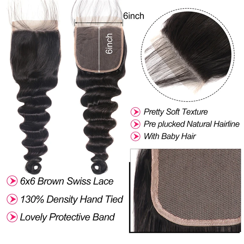 Loose Deep Wave Remy Human Hair Brazilian Hair Weave Bundles With Closure Peruvian Hair Bundles 4 pieces