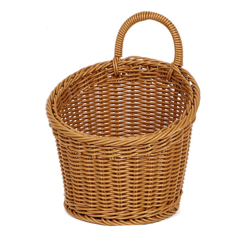 New Hot sale washable out portable retro wall basketball durable storage hanging flower basketball plastic rattan basket