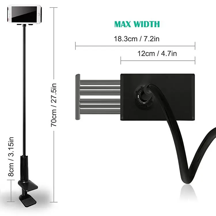 Lazy Bed 360 Rotating Flexible Long Arm Cell Phone Holder Mobile Stand Gooseneck Universal Tablet Mobile Phone Bracket