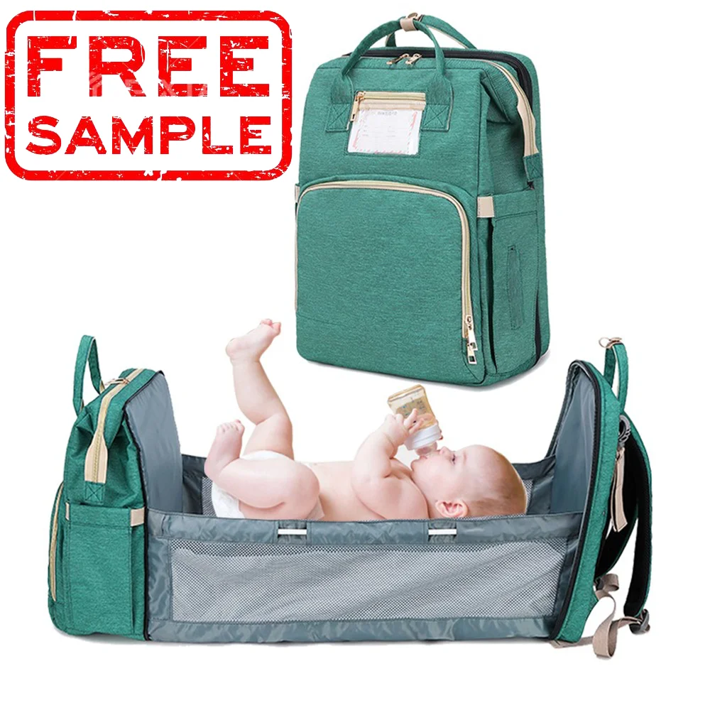 
FREE SAMPLE large multi function 3 In 1 Foldable changing sleeping mom nappy baby bed crib diaper bag backpack baby diaper bag 