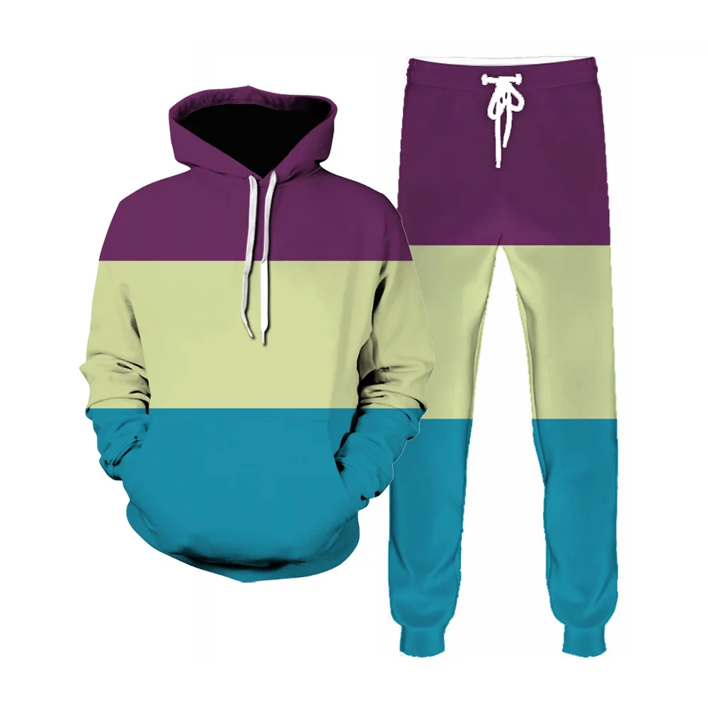 OEM ODM Anime Clothing Lion Custom Hoodie Made Sublimation Track Suit Sweat Suits 3d Print Two Piece Pant Set For Men