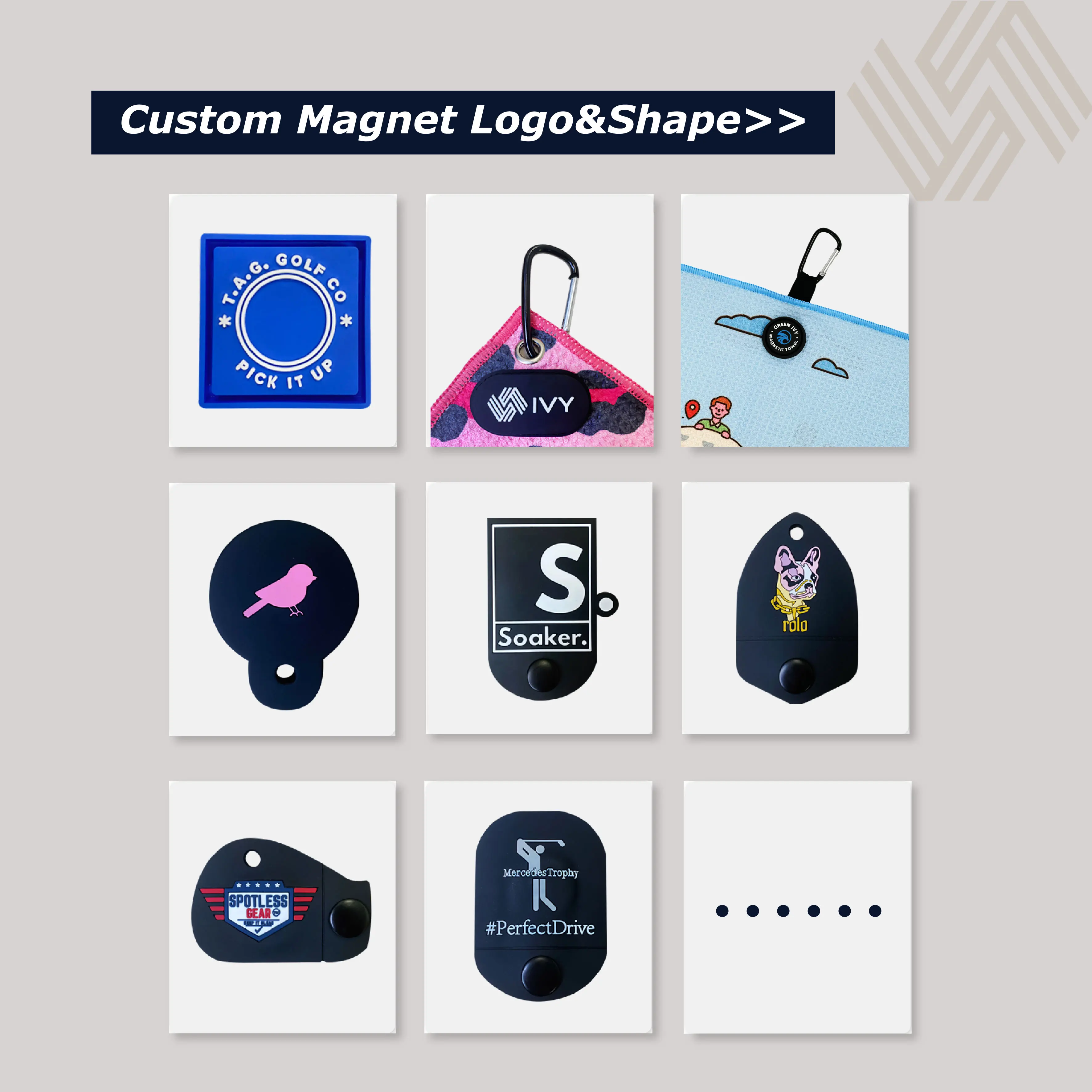 Wuxi Ivy Textile New Product Ideas Waffle Weave Magnetic Golf Towel Metal Clip Hook Waffle Magnet Golf Towels