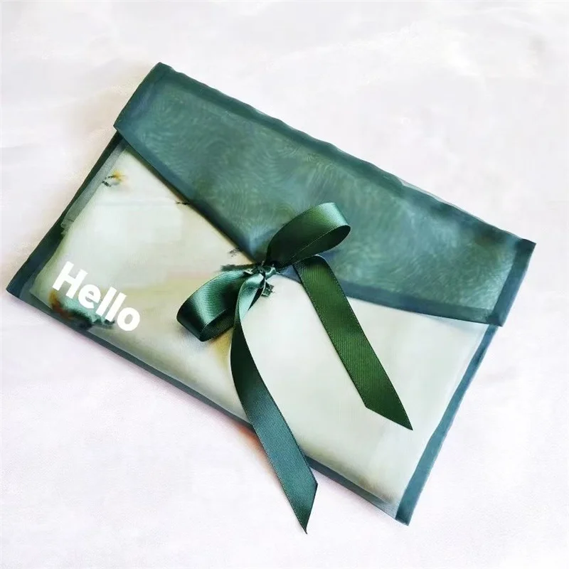 Wholesale Mesh Organza Envelope Bags Custom Logo Jewelry Pouch Clear Transparent Drawstring Gift Candy Bags For Wedding Party