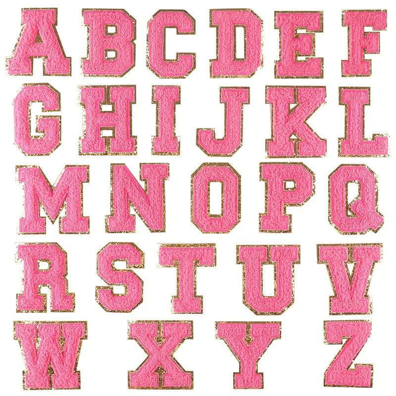 Custom Iron on Alphabet Patch Heat Transfer Embroidered Chenille Letters Patches for Hats Clothing