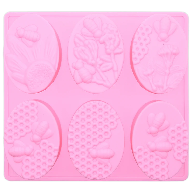 BPA Free Homemade 6 Cavities Silicone Soap Molds For Soap Making Easy Release Bee Silicone 3D Soap Molds