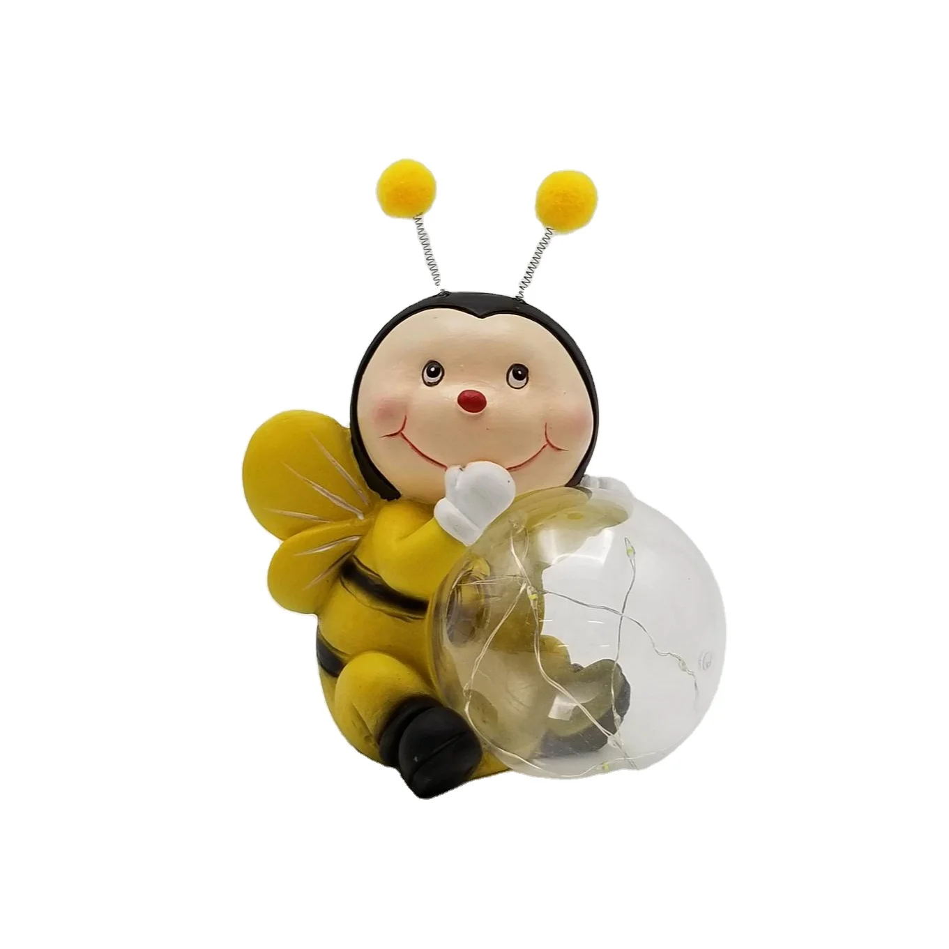 New Product Fashion Outdoor Bee Decoration With Solar Glass Ball For Garden Decoration Animal Craft LED Light