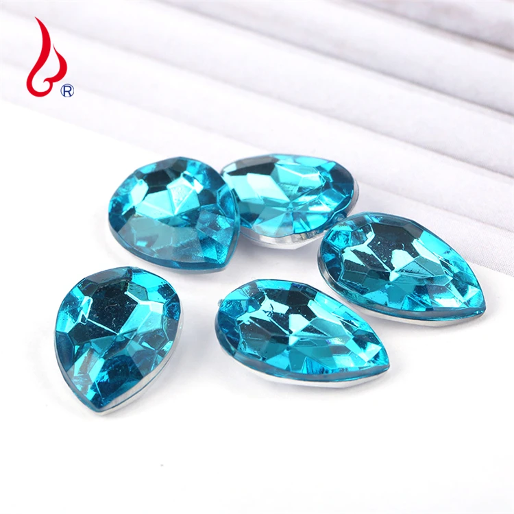 Lan Guang Hot Sale 8*13mm 2000pcs/bag Loose Pointed Back Acrylic Crystal Rhinestone Teardrop Crystal Beads For Jewelry Making