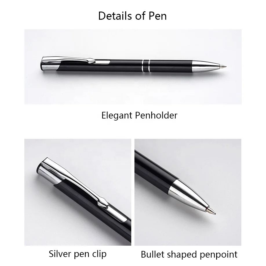 Custom Logo Printed Advertising Ballpoint Pen Metal Penholder Ball Point Gel Ink Promotional Pens