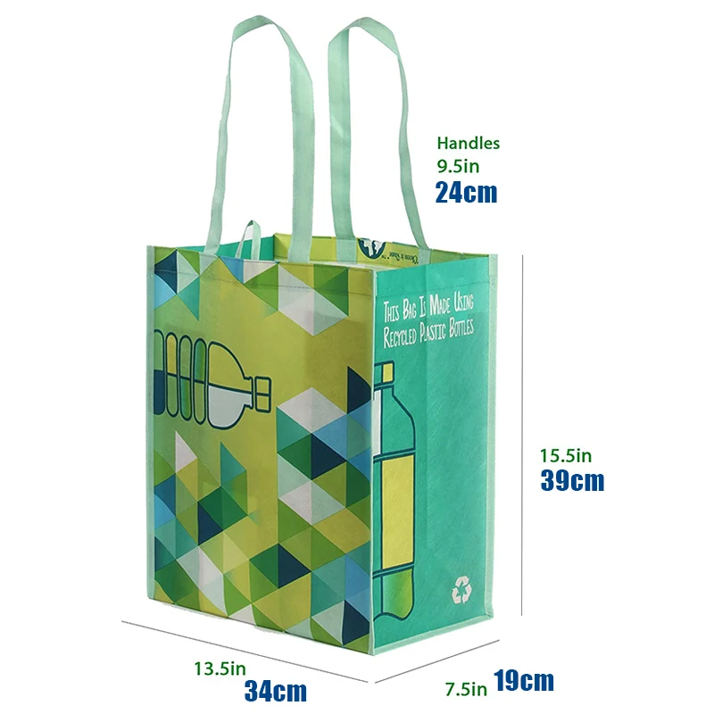 Heavy Duty Reusable Grocery Bag Made from Recycled Plastic Bottles Rpet Eco Friendly Tote Shopper Bag