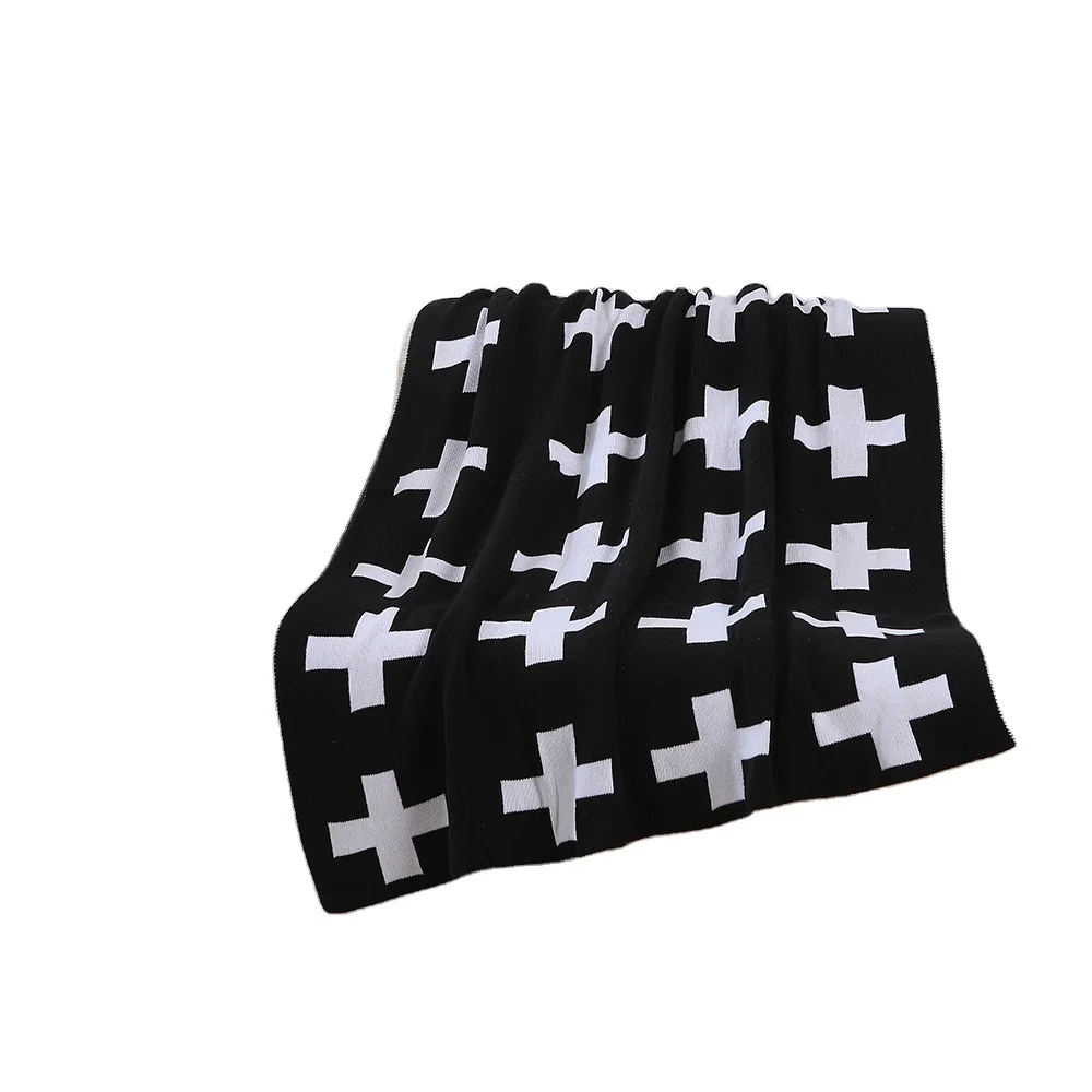 High Quality Cross Pattern Cotton Knit Blanket Knitted Blanket Knitted Throw Blanket