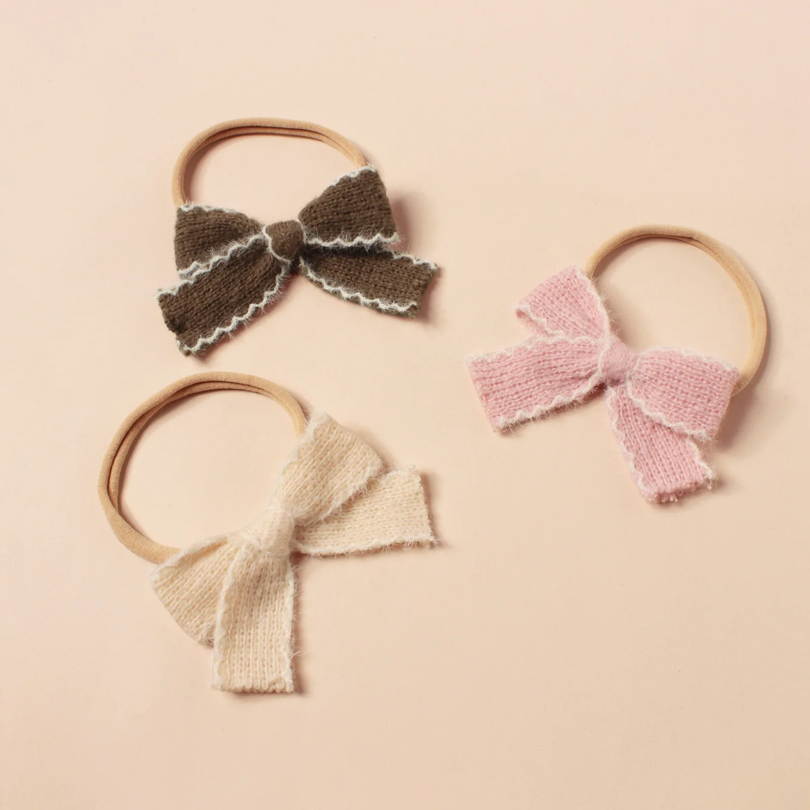Wholesale Hair Bow Wool Knit Hair Bow Hair Clips For Baby Girls Accessories Holiday Christmas Color Bow Hairpin
