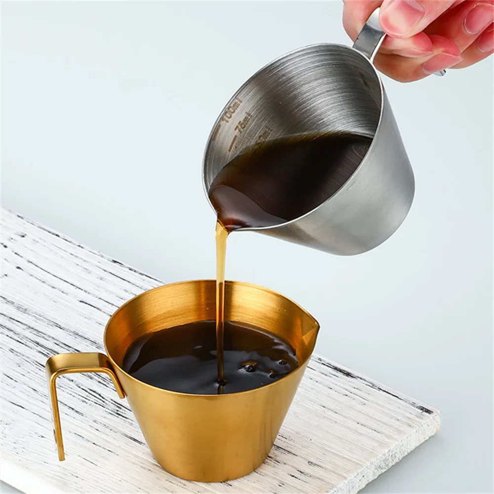 100ml espresso Cup With Scale Spout stainless Steel Coffee Measuring jug Espresso Extraction Cups  Kitchen Barista Tools