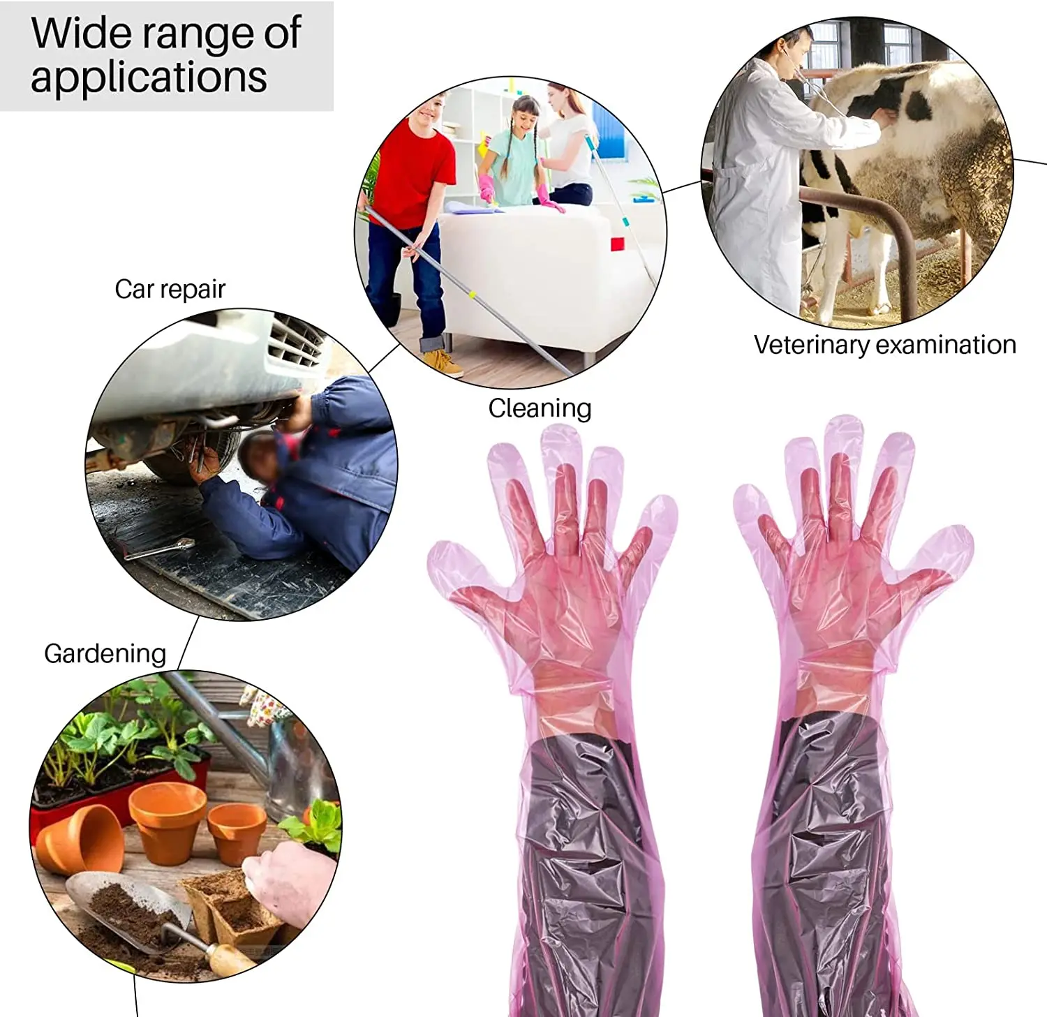 Artificial insemination rectal long gloves disposable plastic full arm long animal handling gloves