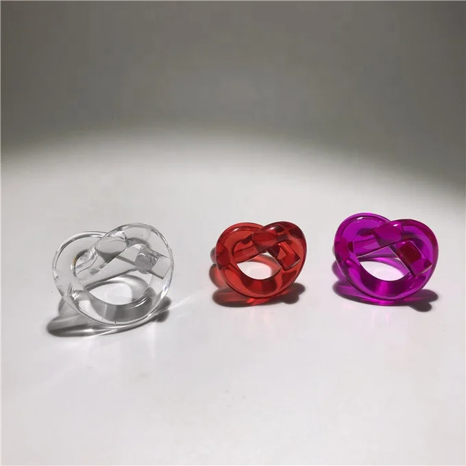 Independent Design Fashion Resin Acrylic Statement  know Jewelry Heart Ring Simple Knotted Love Heart Ring For Girls