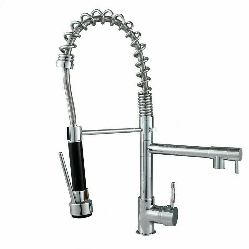 Swivel Spout Pull Down Sprayer Deck Mount Sink Mixer Tap Kitchen pull out Faucet