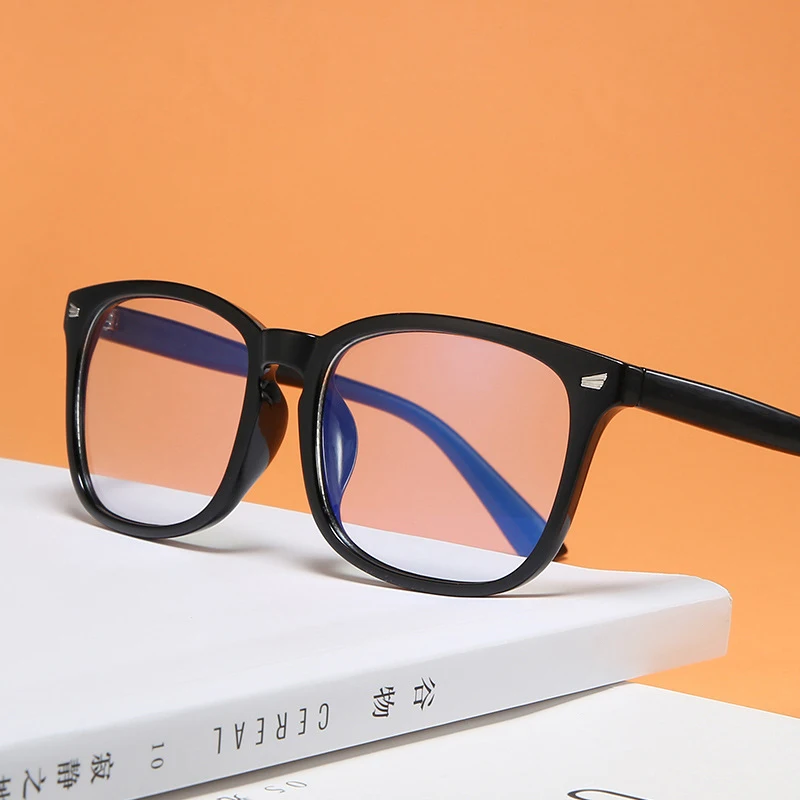 Female Square Frame Anti Blue Lens Women Flat Lens  Retro Eyeglass Frame Blue Light Blocking Computer Glasses