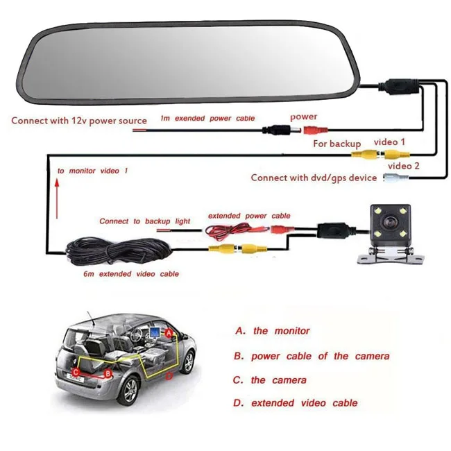 Hot Selling Cheap TFT 4.3 Inch Screen Car Rearview Mirror For Parking And Reversing