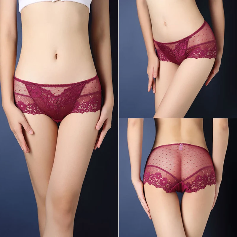 Plus Size Underwear Women Breathable Sexy Lace Underwear Woman Panties