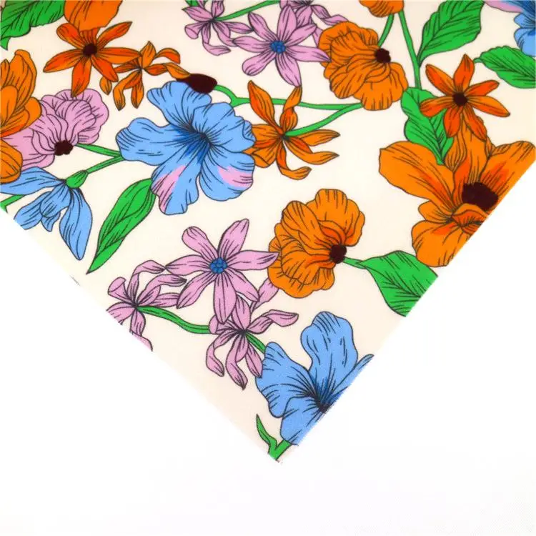 Lightweight Custom Garments Plain Flower Printed 100%Polyester Fabric Crepe Chiffon Georgette In Stock Printing Dyed Korea