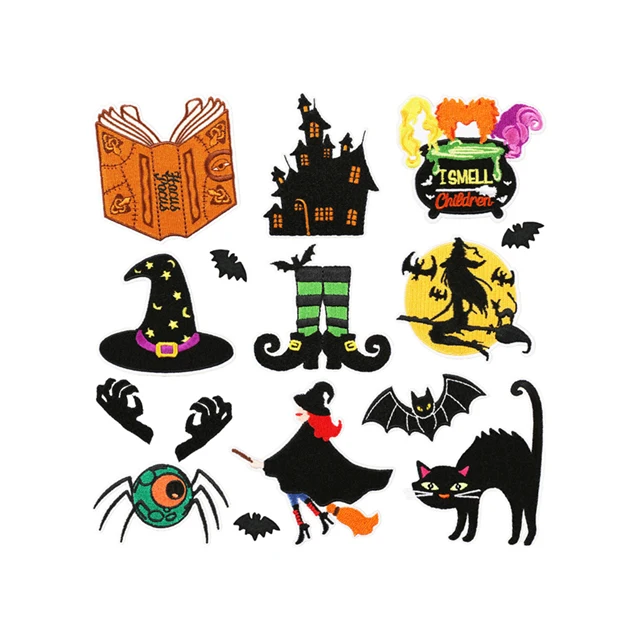 wholesale high quality   embroidery    halloween day theme ghost  bat witch  spider   iron on patches