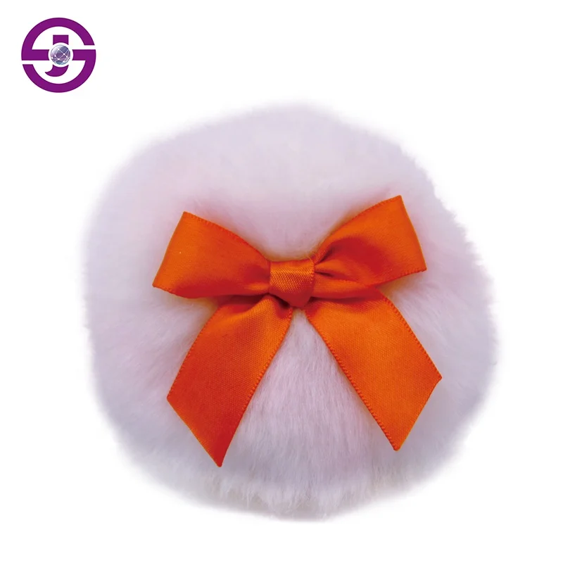 Round Baby Powder Puff Dry Body Shimmer Ball Makeup Powder Plush Puff With Bow Ribbon