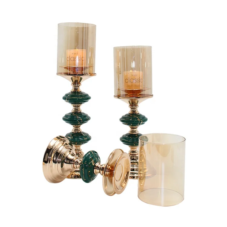 European romantic dining table metal decorations simple retro ceramic candle holder wholesale