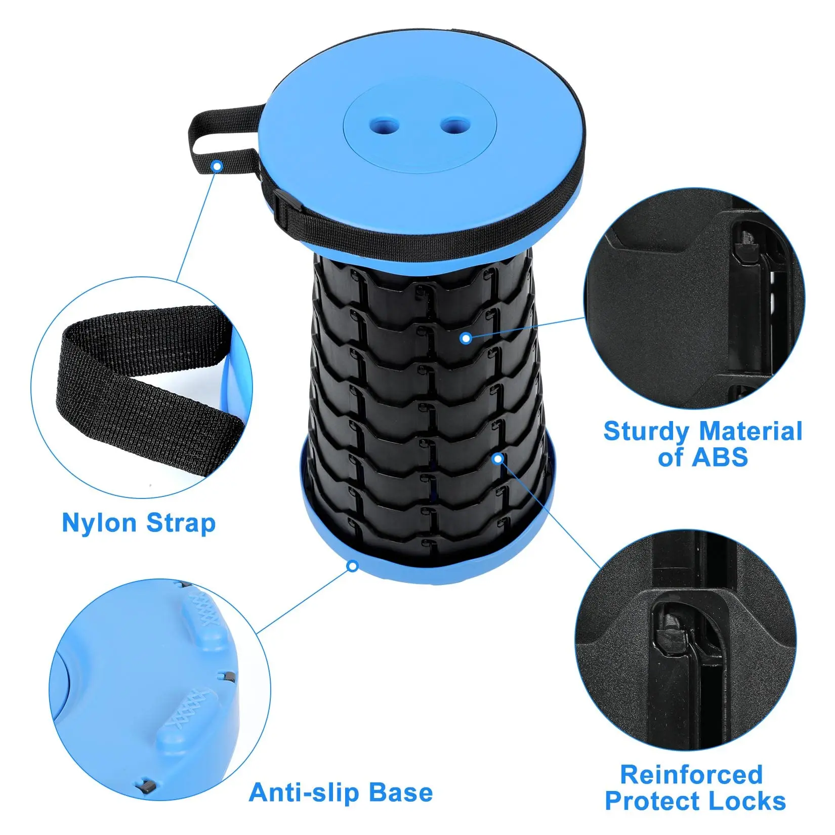 Goalfit 2024 Camping Telescopic Portable Stool Telescopic Plastic Outdoor for Fishing Camping Color Box Fashion Garden Chair