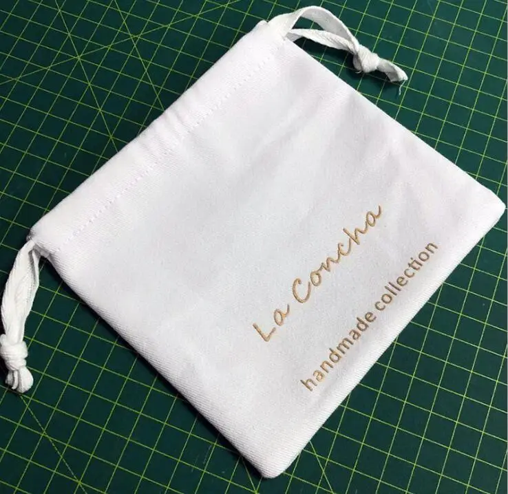 Рекламный маленький хлопковый Подарочный мешок на шнурке 12*14 см, хлопковый тканевый мешочек для ювелирных изделий с принтом логотипа