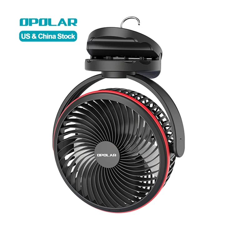 OPOLAR 7-Inch 10000mAh 4 Speeds Timer with Hanging Hook for Strollor Tent Golf Outdoor Rechargeable Portable Clip on Fan