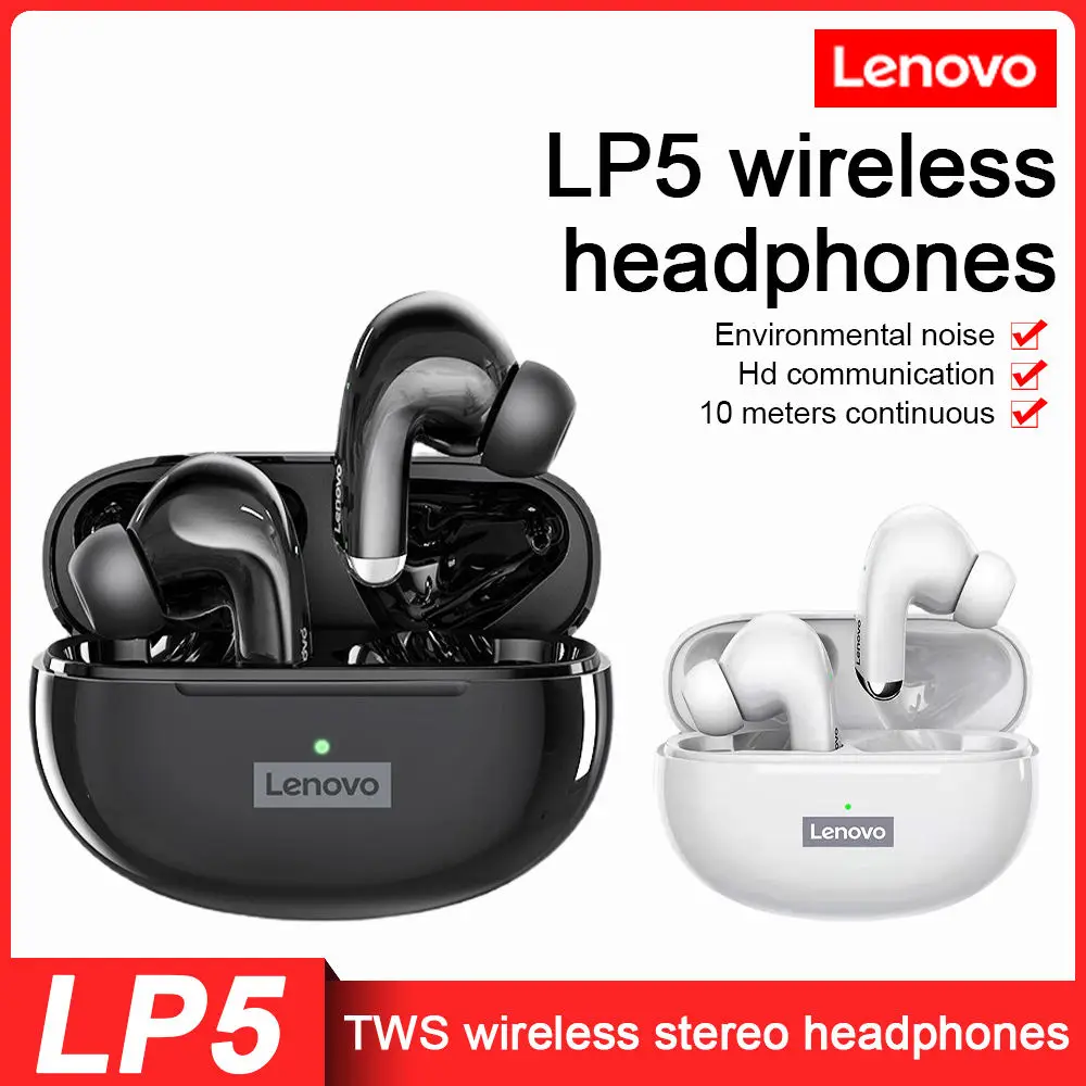 Lenovo LP5 TWS wireless Earphones 9D Stereo Wireless Headphone Sports Waterproof TWS Earbuds Touch Control Headset With Mic