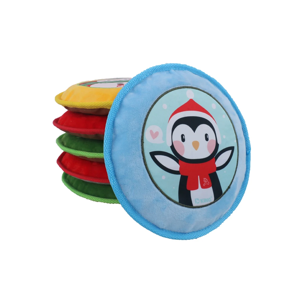 Squeaky Christmas Soft Flying Gift Chew Toy for Dog Winter Pet Toys Sustainable Support Squeak Toys