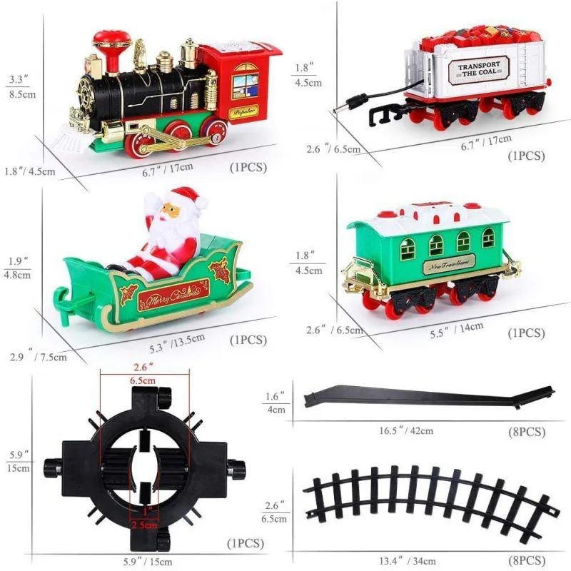 Remote control track steam train toy Christmas tree rail car can smoke light music can close train model