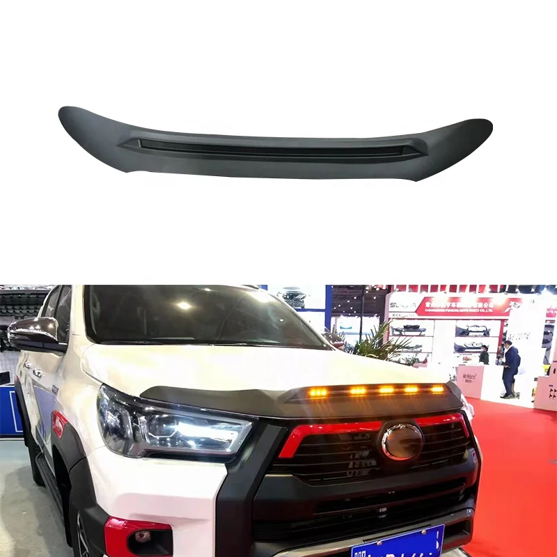 New Engine Cover Bonnet Guard With LED Light Bonnet Protector for Toyota Hilux Revo Rocco 2020+