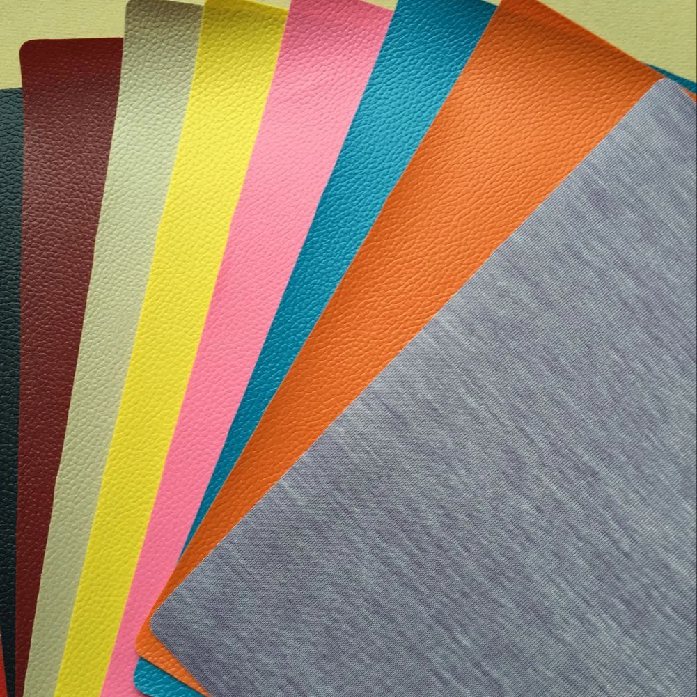 Factory Wholesale Super Cheap PVC Leather Fabric Black Solid Color Leather Fabric Stock lot