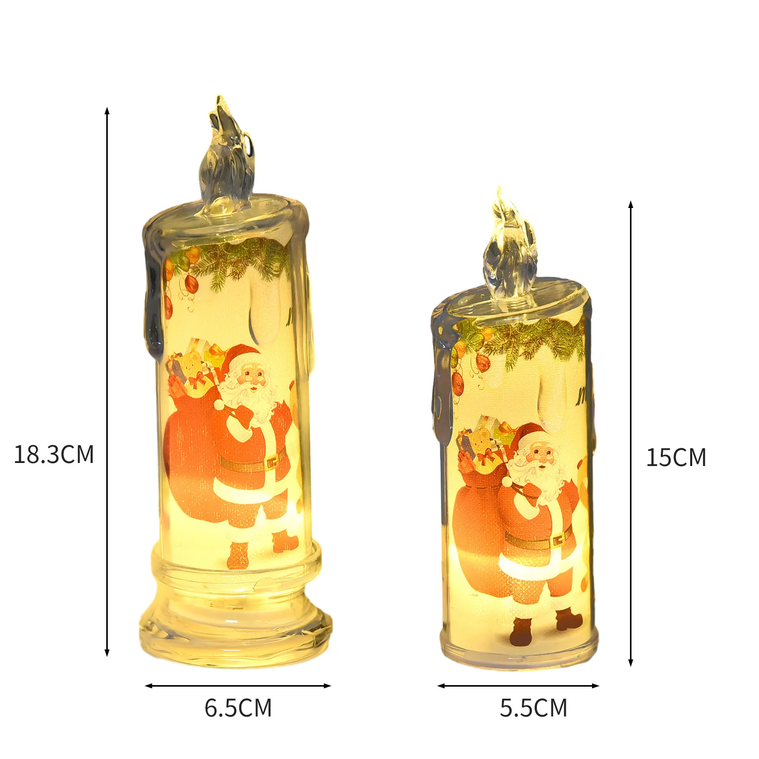 Christmas LED Candle Lamp Simulated Atmosphere with Built-In Print Electronic Holiday Decorations Made of Plastic