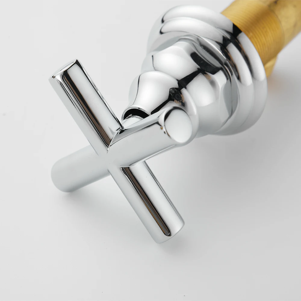 Chrome Brass Sink Faucet 3 Hole Widespread Bathroom Faucet with Water Supply Lines