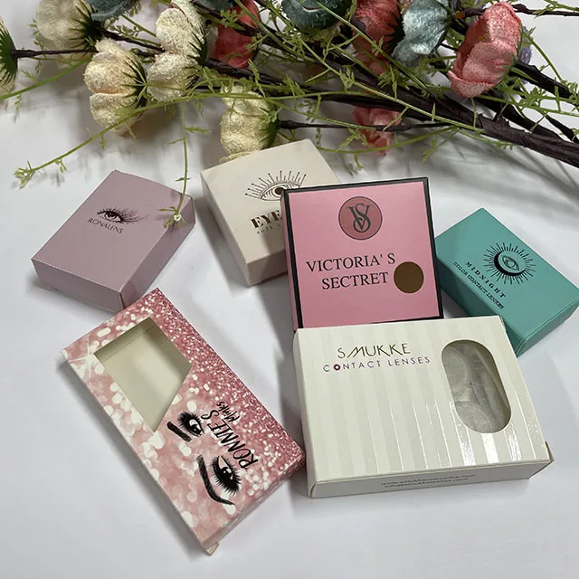 Free printed custom design contact lenses packing box Wholesale cosmetic color contact lenses packaging paper box