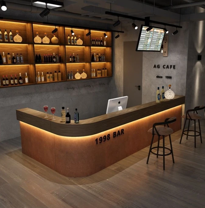 Wholesale Factory Direct Custom Home Wooden Bar Counter For Setting Up Functional Bars Fashionable Wooden Bar Counter