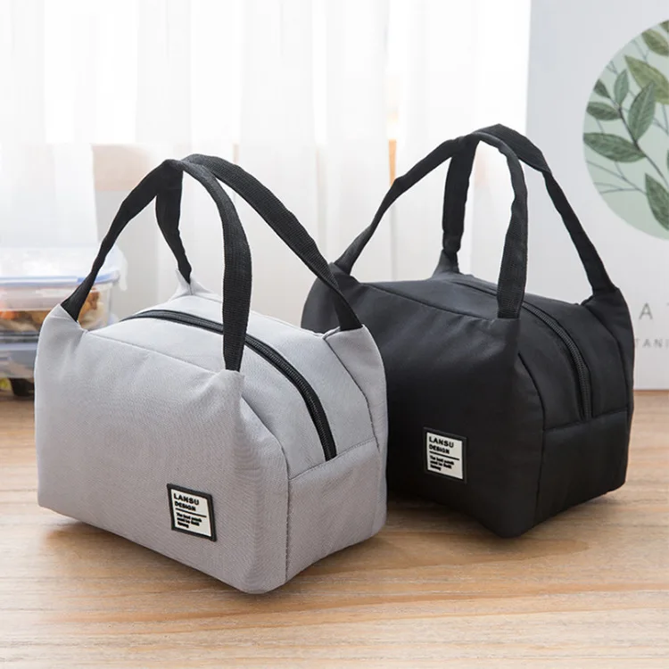 New Sale Pure Color Zipper Insulation Bag Simple Thickened Lunch Bag Waterproof Lunch Box Bag