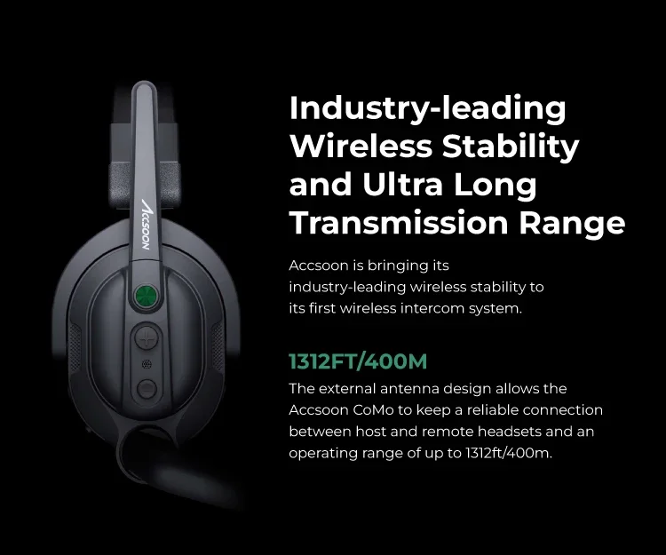 Audio Video Accessory Acc soon COMO Full Duplex Range Noise Reduction Microphone Wireless Communication Intercom Headset