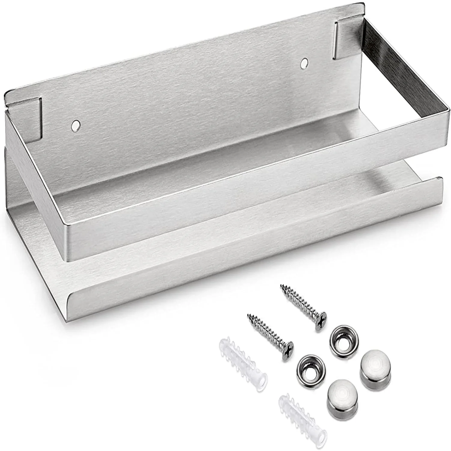 Stainless Steel Wall Shelf Floating Shelf Wall Mounted Display Organizer Ledge Book Shelf Rack Holder for Home Kitchen Bathroom