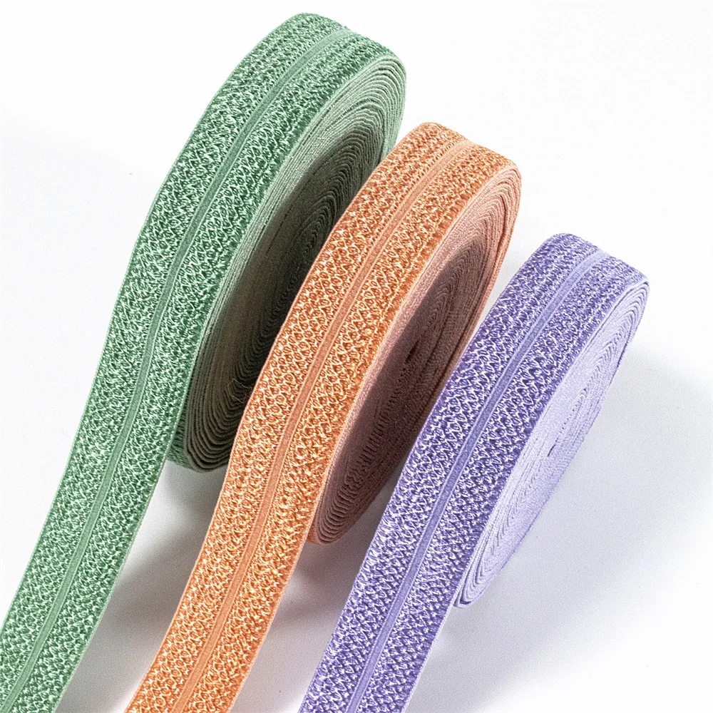wholesale 1.5CM colorful custom nylon printed fold over elastic ribbon binding satin bias tape for garment