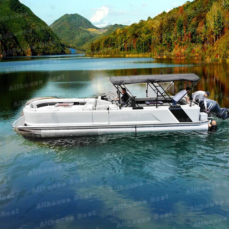 Allhouse Houseboat Yacht 19ft Aluminum Luxury Pontoon Boat Fishing Boat for sale