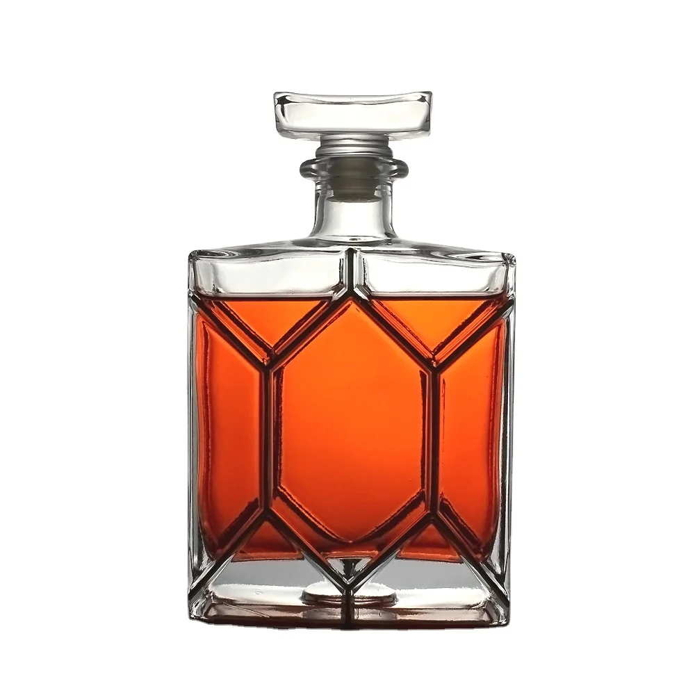 Custom shape 750ML super flint whisky vodka glass bottle high quality spirit wine tequila square shape liquor glass bottle