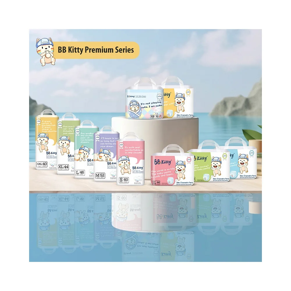 BB Kitty Premium Diapers Baby White Factory Supplier Japan Diaper Panales De Bebe Disposal Babies Nappies