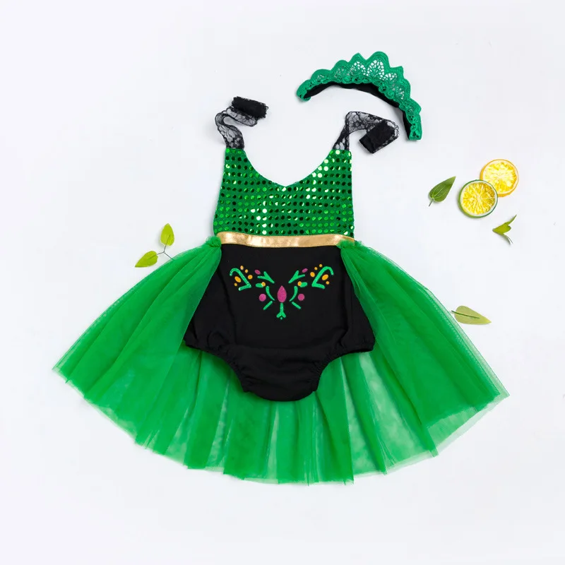 Summer Newborn Clothes Sleeveless Suspender Elsa Anna Little Mermaid Dress Cute Baby Romper Dress for Party Birthday Baptism