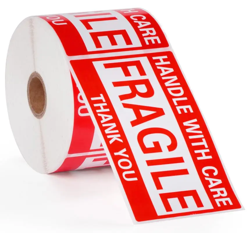 Handle with Care Warning Moving Packing Shipping Labels Permanent Adhesive Fragile Stickers