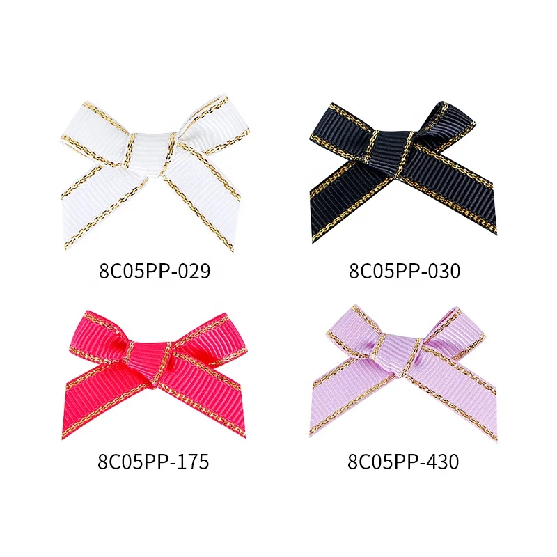 MSD Ribbon Wholesale Handmade Gold Edge White Grosgrain Ribbon Bow For Gift Wrapping Bows